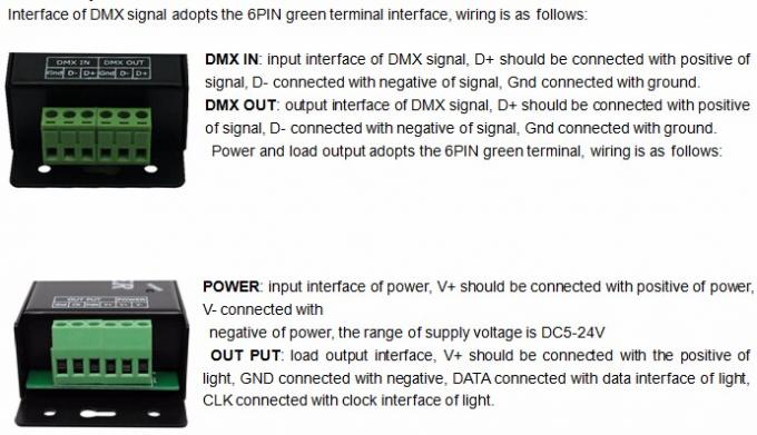 DC5v 24v Dmx إلى Spi Pixel Decoder 3 Pin لتحكم شريط LED Rgb 0